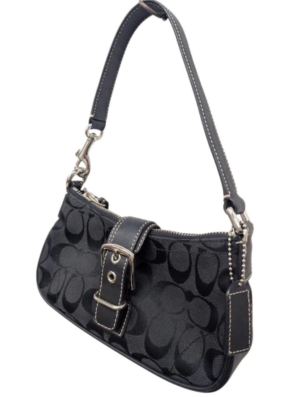 COACH Soho Signature Canvas Shoulder Bag Black Accessory Pouch 6362